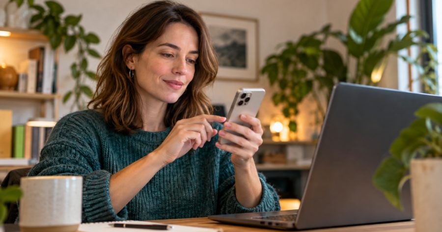 Person tippt auf Smartphone in den ChatGPT Datenschutz-Einstellungen