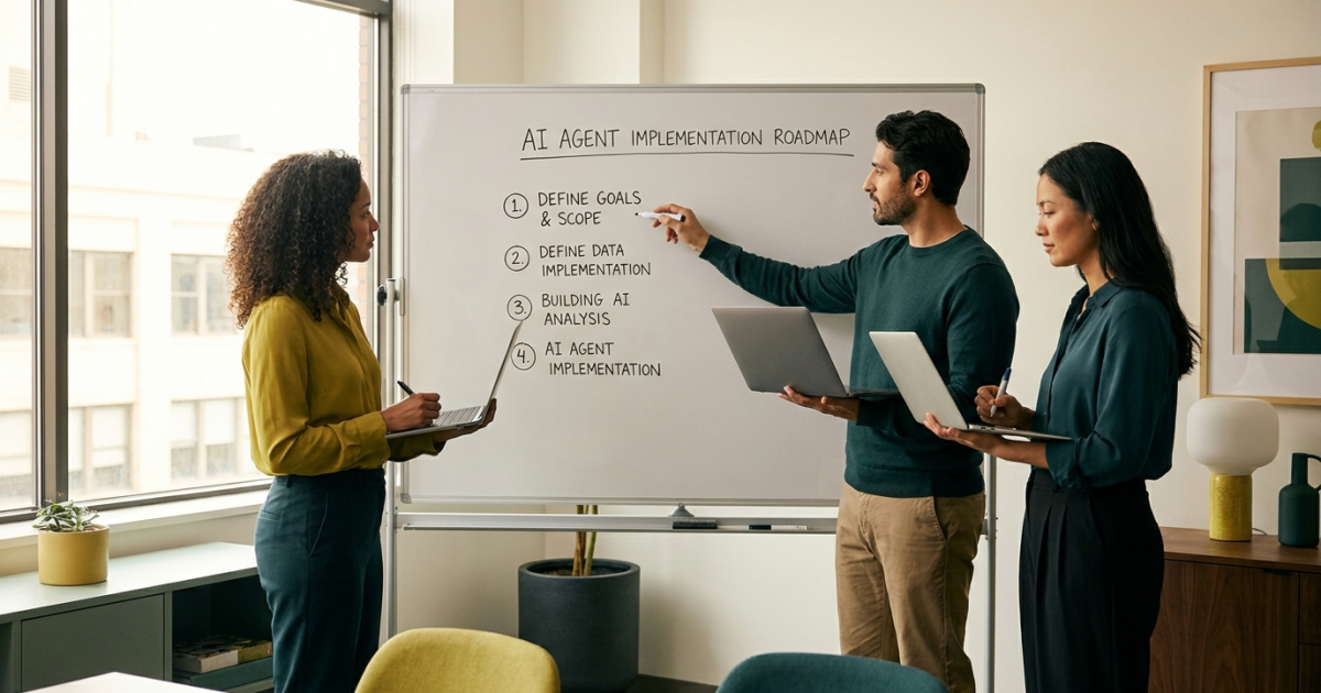 Person plant Schritt-für-Schritt-Prozess auf Whiteboard mit Notizzetteln im Büro