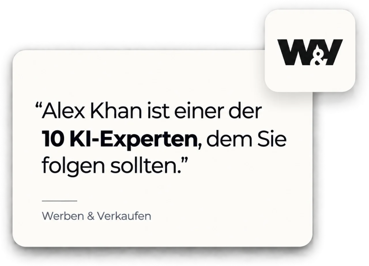 Zitat von Werben & Verkaufen: Alex Khan ist einer der 10 KI-Experten, dem Sie folgen sollten.