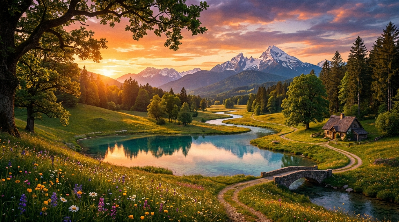 KI Bild erstellen mit schwachem Prompt: austauschbare Landschaft ohne Stimmung